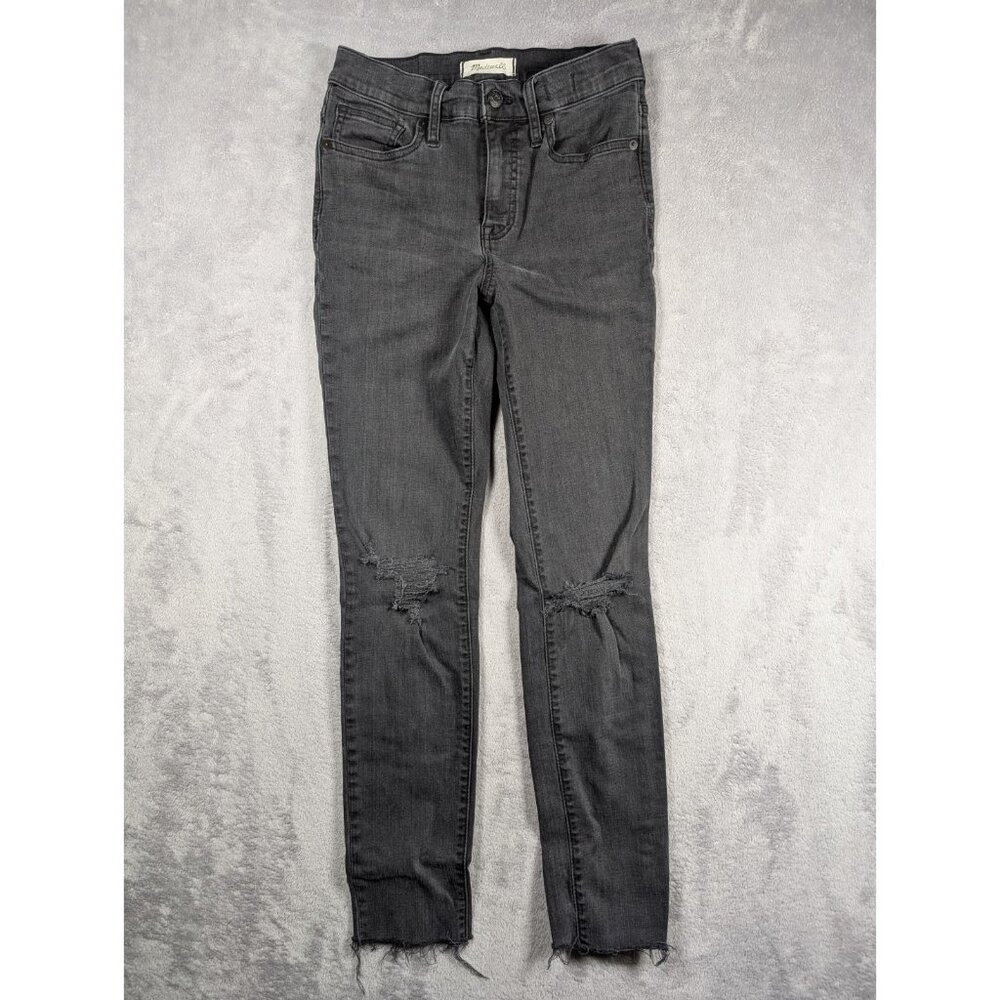 Madewell Skinny Jeans Women’s Size 26 Distressed Charcoal Denim Mid Rise